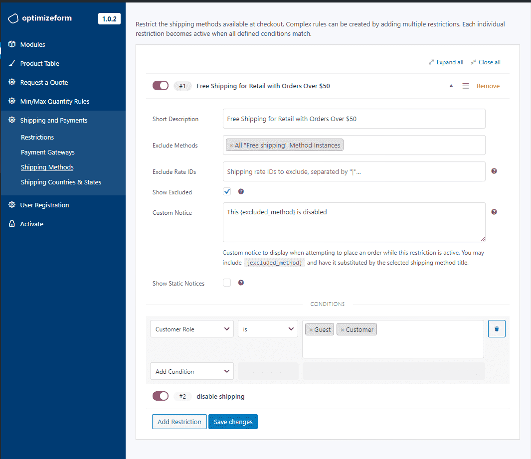 Woocommerce Restrict Shipping​